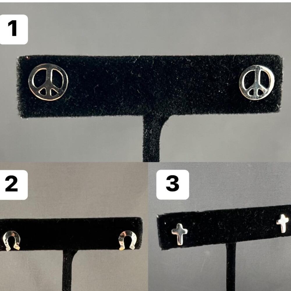 Sterling Silver Dainty Peace Stud Earrings